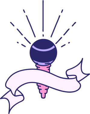 Parlak neon renkli dövme tarzı mikrofonlu kaydırma pankartı