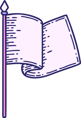 parlak neon renginde geleneksel beyaz bayrak dövmesi