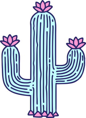 Parlak neon renkli geleneksel bir kaktüs dövmesi