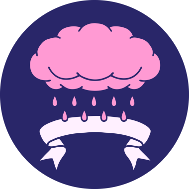 Parlak neon rengi yağmur bulutu pankartıyla dövme biçimi simgesi