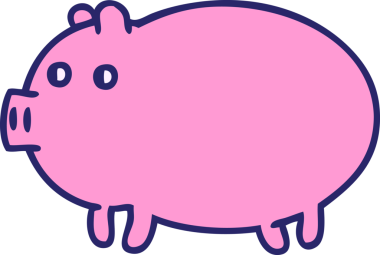 parlak neon renkli şişman bir domuzun gradyan karikatürü