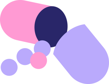 Açık kapsül hapının parlak neon renkli düz renk çizimi