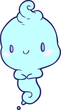 Parlak neon renkli şirin çizgi film hayaleti.