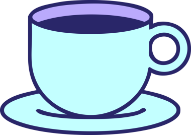 Parlak neon renkli geleneksel bir kahve fincanı dövmesi.