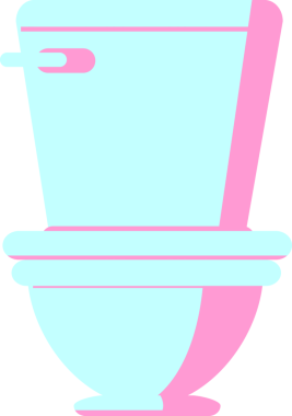 Parlak neon renkli tuvaletin düz renk çizimi