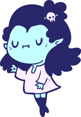 Parlak neon renkli şirin vampir kız.