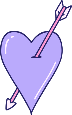 Parlak neon renkli ok ve kalbin ikonik dövme görüntüsü