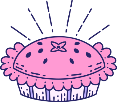 Geleneksel dövme stili parlak neon renginde inanılmaz bir turta.