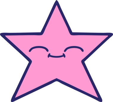 Parlak neon renkli güzel bir altın yıldız çizgi filmi.