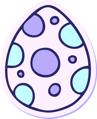 Parlak neon renkli karikatür paskalya yumurtası çizilmiş garip bir el çıkartması.