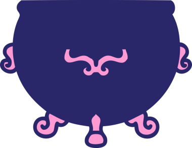 parlak neon renginde geleneksel bir kazan dövmesi