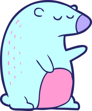 parlak neon renkli çizgi film ayısı