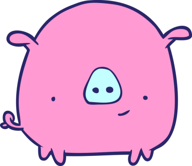 çizgi film mutlu domuz parlak neon renk