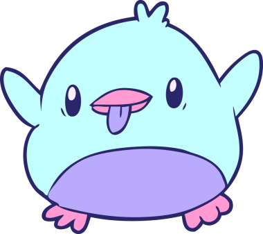 Parlak neon renkli sevimli penguen çizgi filmi