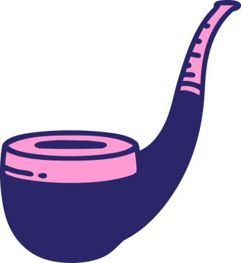 Geleneksel sigara içen piposunun parlak neon rengi dövmesi.