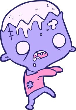 Parlak neon renkli şirin çizgi film zombisi