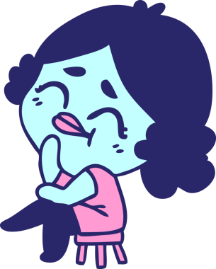 Parlak neon renkli bir kawaii kadının serbest çizim karikatürü