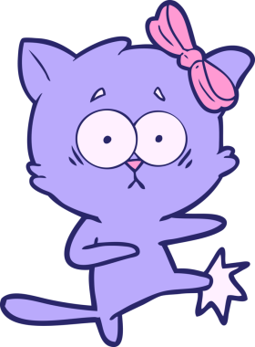 parlak neon renkli çizgi film kedisi