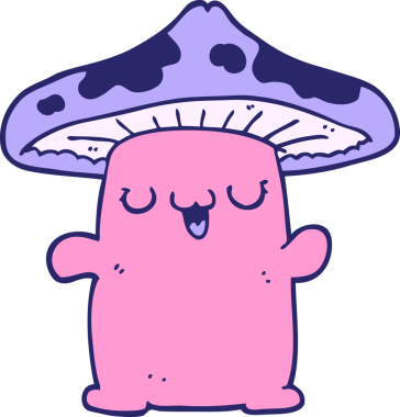 parlak neon renkli mantar yaratık