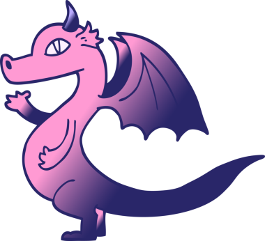 parlak neon renkli şirin vektör gradyan çizim ejderhası