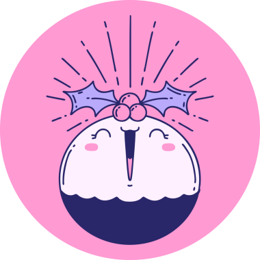 Parlak neon rengi yılbaşı pudingi söyleyen dövme tarzının simgesi