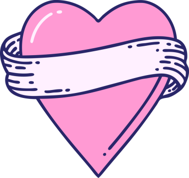 geleneksel kalp şeklinde dövme ve parlak neon renginde pankart