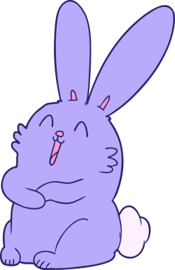 çizgi film neon renkli gülen tavşan.