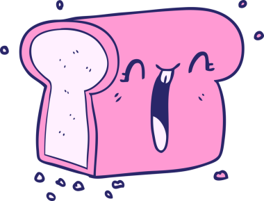 parlak neon renkli gülen somun ekmek çizgi filmi