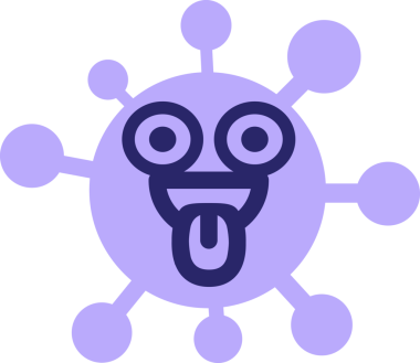 parlak neon renginde çılgın bakışlı virüs