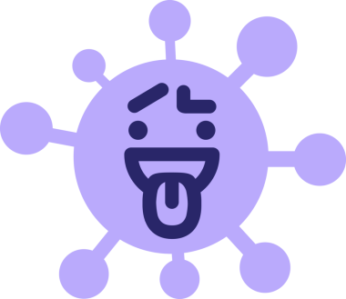 Parlak neon renginde kafası karışmış mutlu virüs