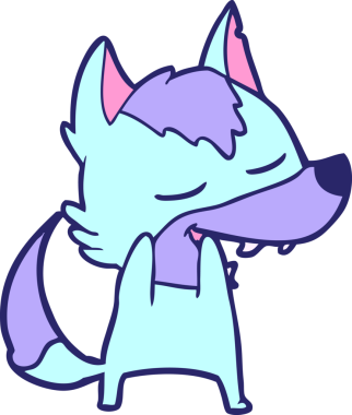 çizgi film kurdu parlak neon renkli gülüyor.