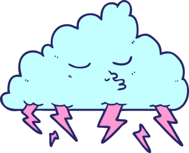 parlak neon renkli çizgi film fırtına bulutu