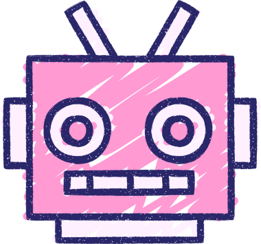 Robot Kafa Tebeşiri Parlak neon rengi çiziyor