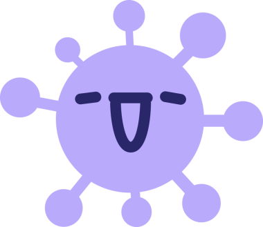 Parlak neon renkli çok mutlu bir virüs.