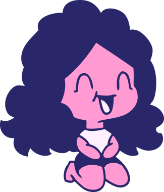 Serbest çizim çizgi film şirin kawaii parlak neon renkli mutlu kız