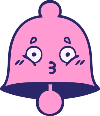 Parlak neon renkli sevimli bir çan karikatürü