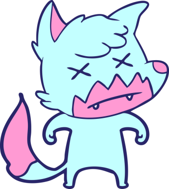 parlak neon renkli ölü tilki çizgi film karakteri