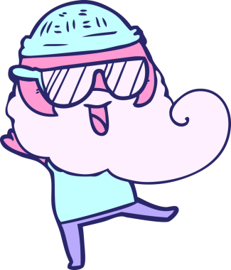 Parlak neon renkli mutlu pembe sakallı adam