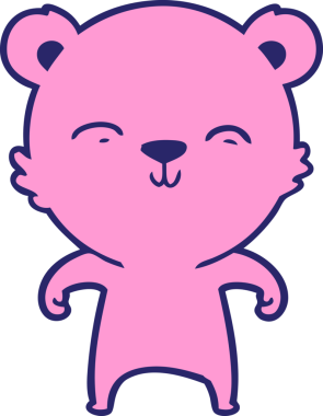 Parlak neon renkli mutlu çizgi film ayısı