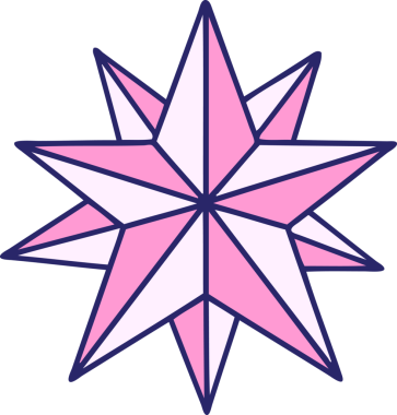 Parlak neon renkli bir yıldızın ikonik dövme şekli