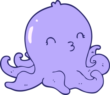 parlak neon rengi ahtapot çizgi filmi