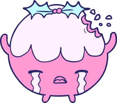 çizgi film noel pudingi parlak neon renginde ağlıyor