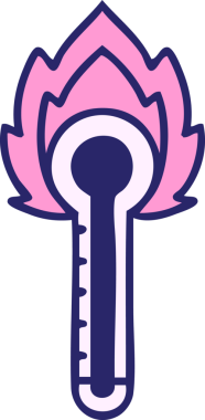 Parlak neon renkli sıcak cam termometre hoş bir çizgi film.