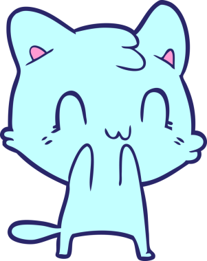 çizgi film mutlu kedi parlak neon renkli