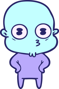 parlak neon renkli garip kel uzay adamı çizgi filmi