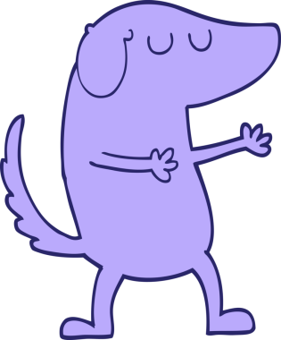 El çizimi çizgi film tarzı parlak neon renkli mutlu köpek.