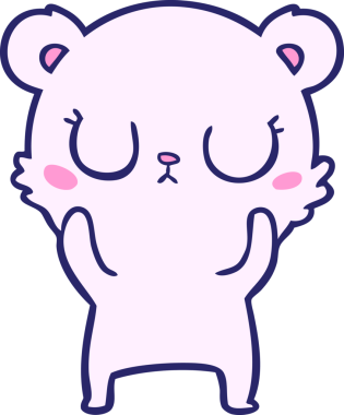 Mutlu kutup ayısı çizgi filmi, parlak neon renkli.