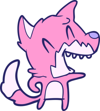 Parlak neon renkli gülen tilki çizgi filmi