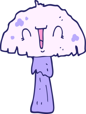 parlak neon renkli çizgi film mantarı