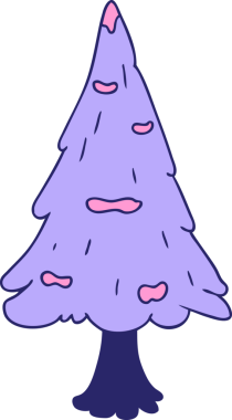 El çizimi karalama tek karla kaplı parlak neon renkli ağaç